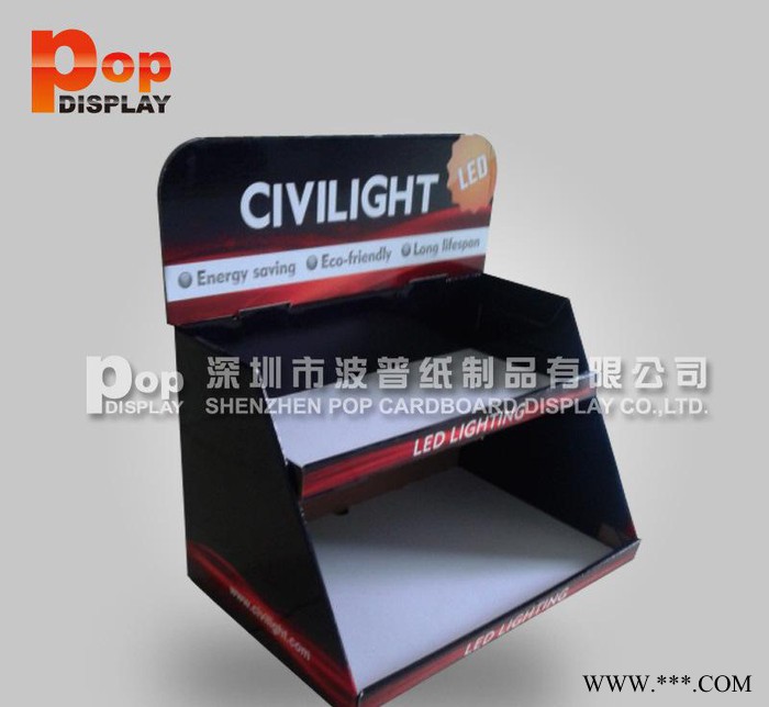 专业设计LED灯泡纸展示盒  节能灯纸座台PDQ  超市促销图3
