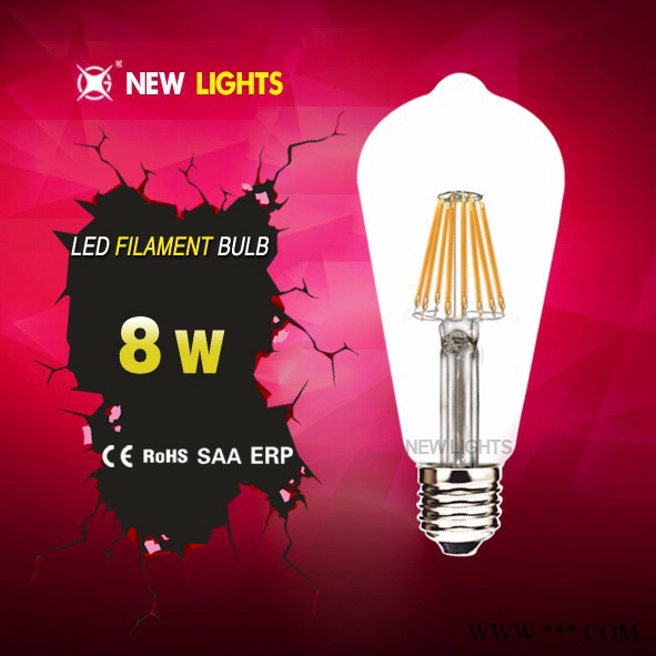 浙江厂家供应 LIGHTS LED灯丝球泡灯 ST64家用高亮节能灯 8W图2