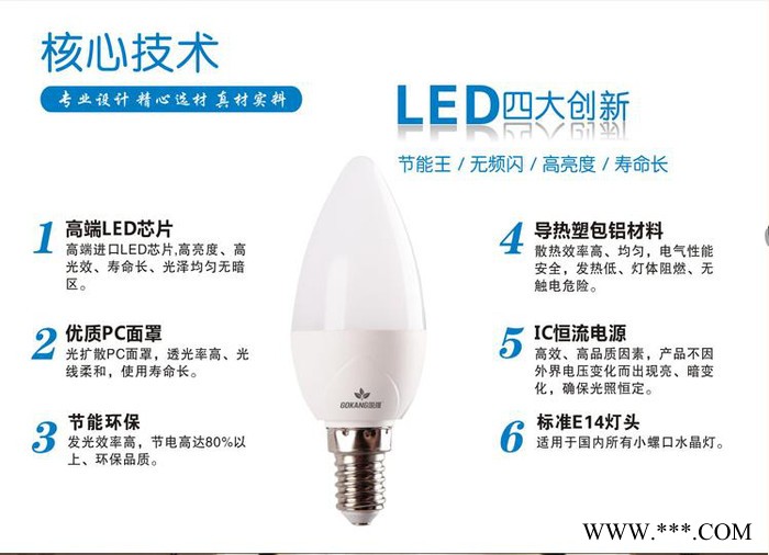 LED蜡烛灯泡E14小螺口节能灯泡尖泡拉尾水晶吊灯台灯家用商用图4
