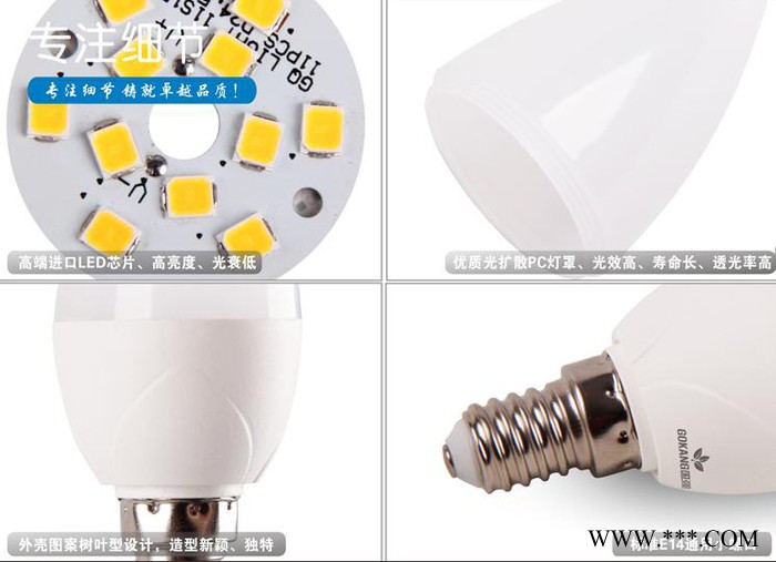 LED蜡烛灯泡E14小螺口节能灯泡尖泡拉尾水晶吊灯台灯家用商用图3