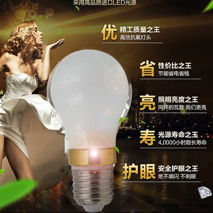 LED螺口E27透明5W磨砂圆球泡蜡烛灯泡3W室内照明楼道灯高效节能灯图3