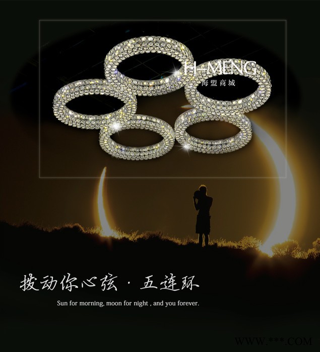 新品LED客厅灯水晶焊圈灯卧室灯吊灯现代简约家居圆形灯具灯饰照明