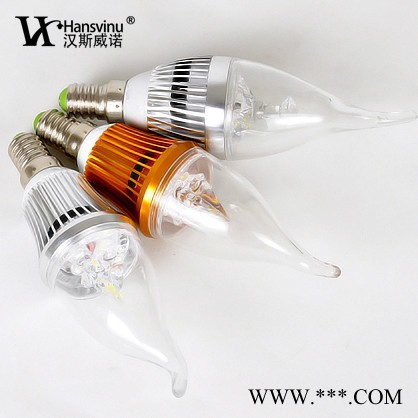 汉斯威诺 LED灯泡3W节能灯泡拉尾蜡烛小螺口E14尖泡le图2