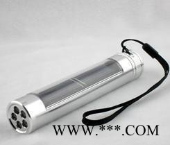 直销太阳能充电手电筒 大功率强光LED手电 户外照明节能灯图1