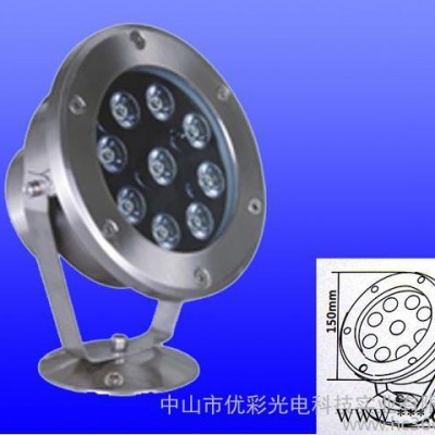批发优彩led水底灯七彩全彩水下灯户外防水不锈钢水池灯3W6W9W12W18W景观亮化灯