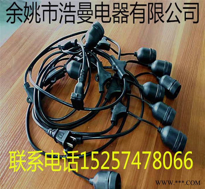 欧规LED灯串E27灯头电源线 防水跑马灯庭院国标E26灯头电源线图2