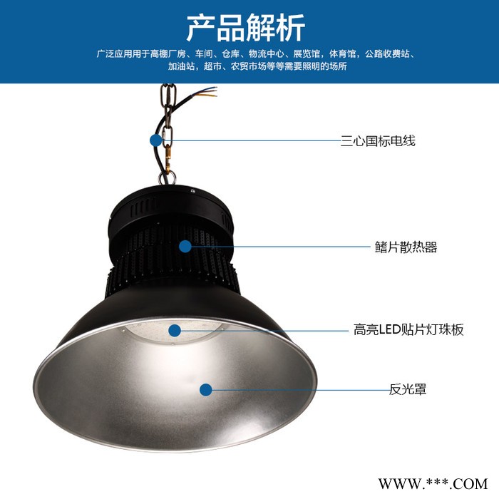 千与照明GKD-HJG LED工矿灯led工矿灯鳍片式工业照明灯工厂房车间仓库超市天棚灯100w 200w图5