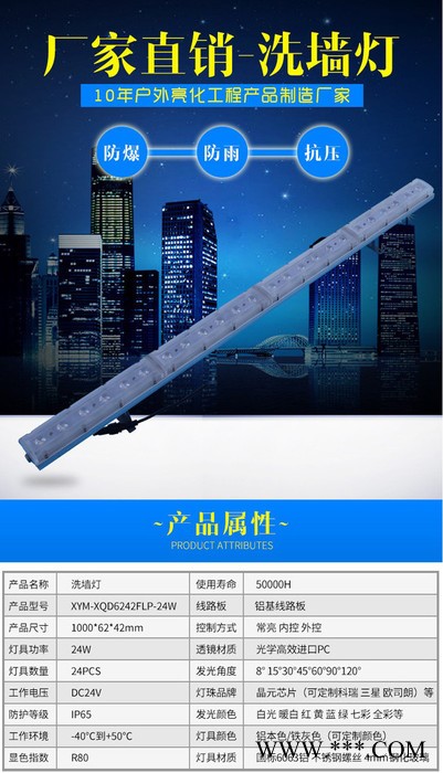 捷翔 投标定制洗墙灯 结构防水白光洗墙灯飞利浦洗墙灯亮化灯图4