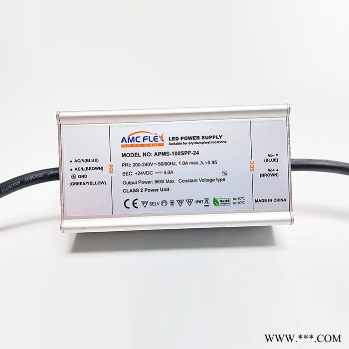 AMCFLEX 100W 24V 投光灯洗墙灯恒压驱动电源 IP67户外防水电源 PFC 5年质保 100W驱动电源图2