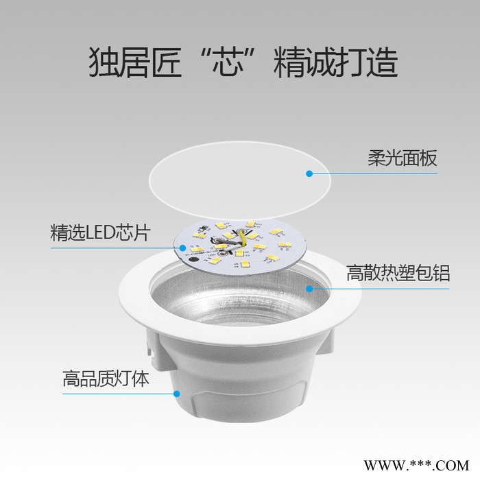 点点DL14  led筒灯生产厂家批发 家用客厅卧室过道天花灯 超薄嵌入式筒灯 铝材孔灯可调色筒灯三色筒灯图2