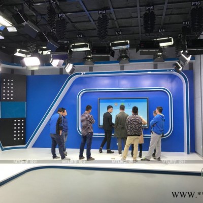 蒙特勒MTL融媒体中心演播厅声学装修置景蓝演播室LED数字聚光灯、演播室LED数字平板柔光灯、三基色冷光灯、聚光灯