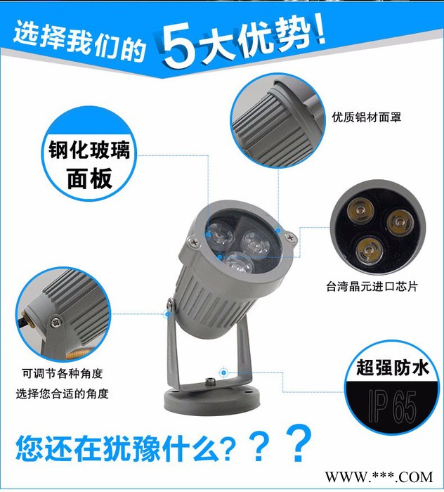 普仕亮LED瓦楞灯led室外防水瓦片小射灯瓦楞灯3W6W9w12w插地灯照树灯房屋亭子照射亮化草坪灯投射灯户外广告灯图2