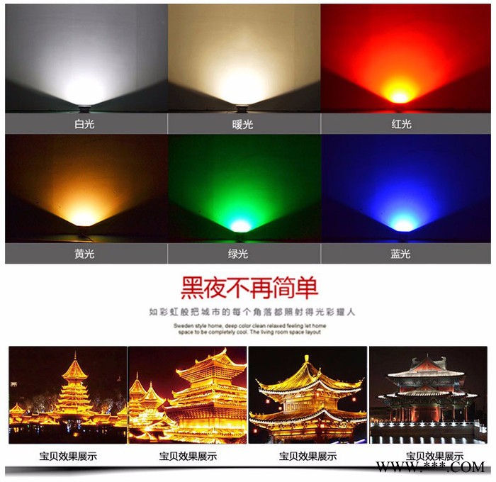 普仕亮LED瓦楞灯led室外防水瓦片小射灯瓦楞灯3W6W9w12w插地灯照树灯房屋亭子照射亮化草坪灯投射灯户外广告灯图6