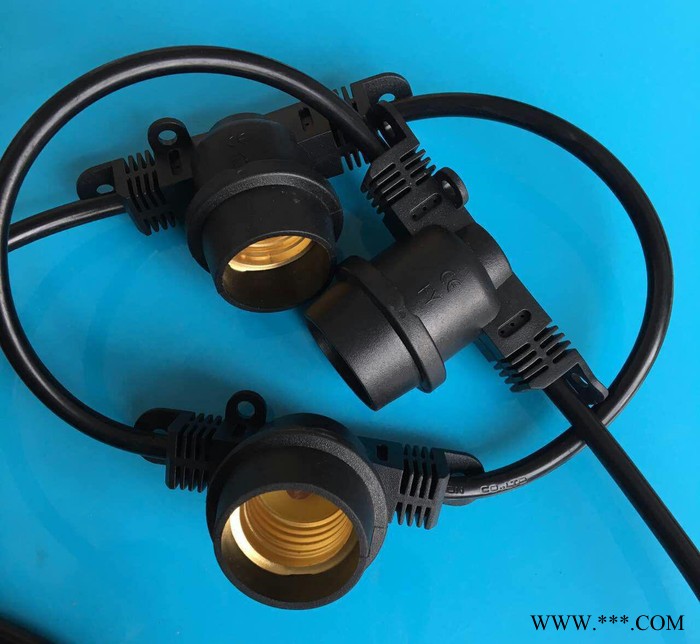 工程灯串线 大棚灯头电源线 E26/E27 户外防水五芯防水对插灯串