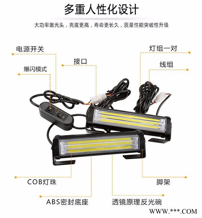 广州恒祺晟70cm大功率led爆闪长杠灯 COB工程灯高亮汽车中网保险杠灯前照灯图2