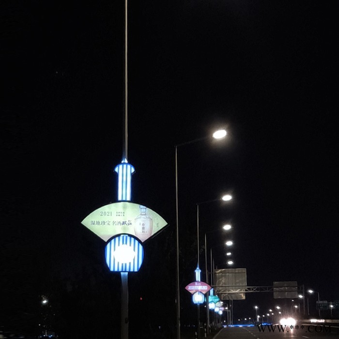 安装在路灯杆上的广告灯箱宣传牌称之为灯杆灯箱又叫道旗灯箱，厂家设计的双画面灯杆灯箱使用安全换画面方便图7