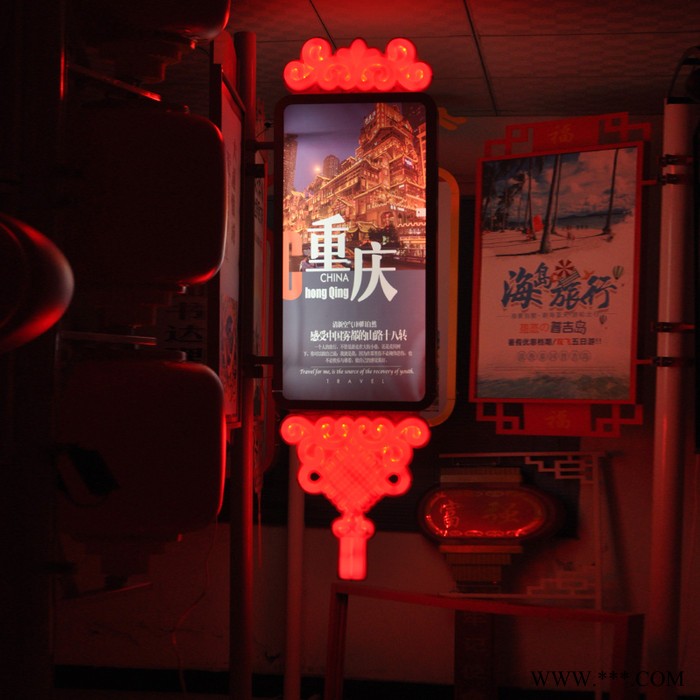中国结灯杆灯箱道旗广告牌道路两侧路灯LED宣传灯箱挂件灯杆线杆两面广告牌路灯杆节日亮化滚动广告灯箱图5