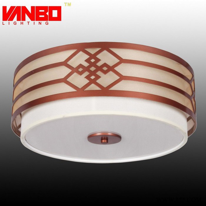 万柏 新中式LED吸顶灯 圆形布艺客厅卧室书房灯 酒店客房工程灯饰 ceiling lighting图4