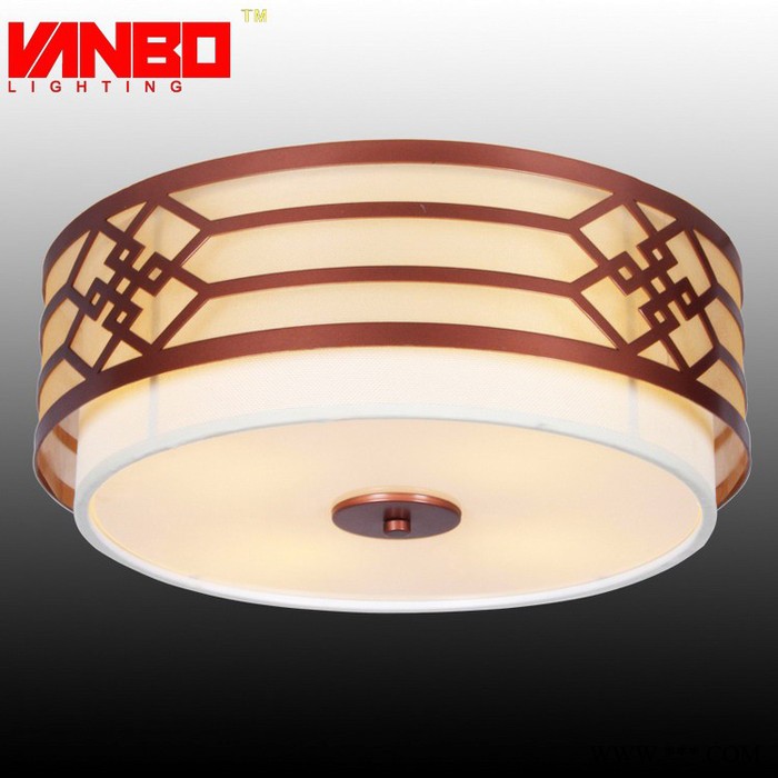 万柏 新中式LED吸顶灯 圆形布艺客厅卧室书房灯 酒店客房工程灯饰 ceiling lighting图5