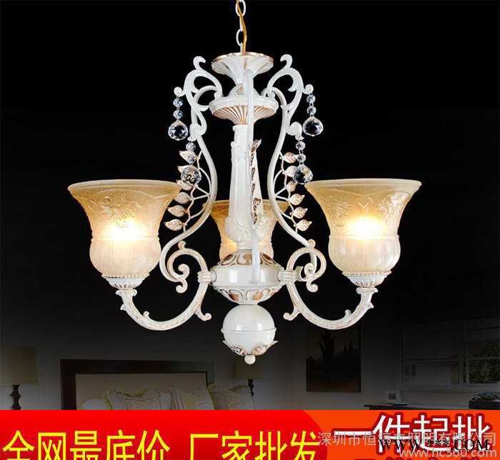 厂家批发 欧式水晶吊灯锌合金客厅餐厅吊灯 三头树脂灯工程灯具图2
