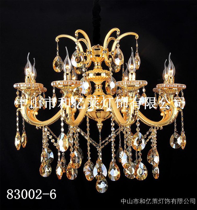 铂纳斯灯饰 批发灯饰灯具 三层金色蜡烛水晶吊灯 酒店别墅复式楼工程灯水晶灯 LED蜡烛水晶吊灯83002-6