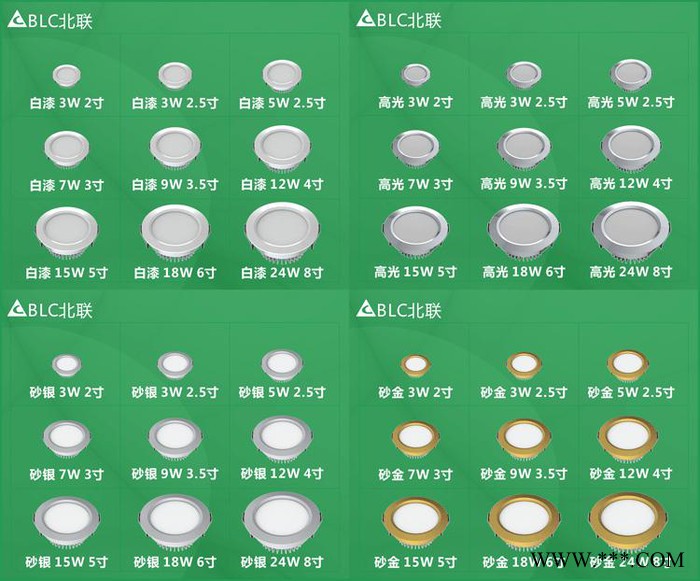 BLC/北联7W3寸白漆/银砂/金砂/高光/筒灯图2