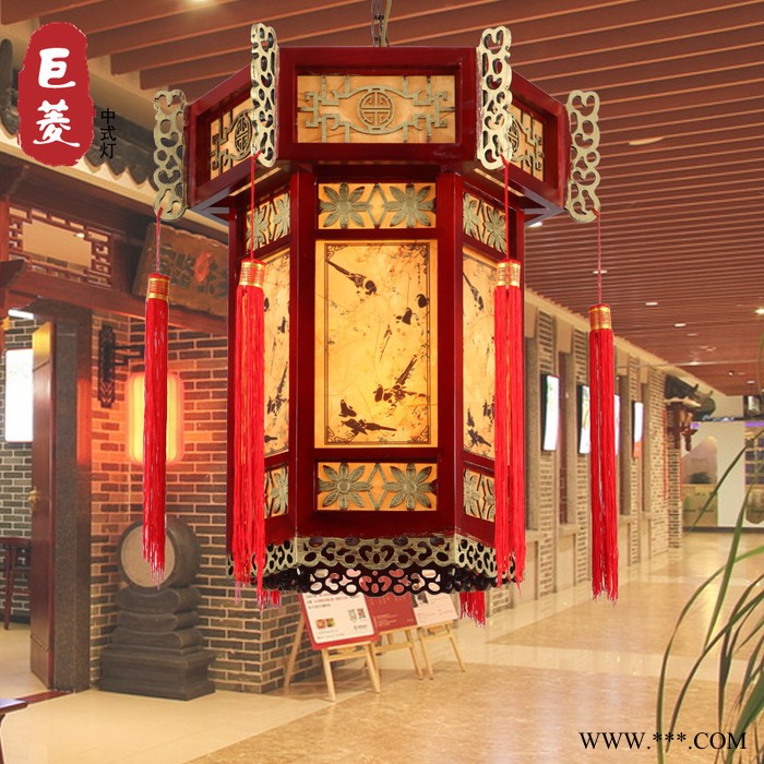 中式仿古典宫灯木艺笼吊灯过道书房餐厅门厅茶楼客厅饭店工程灯具图3