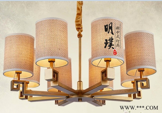 明璞新中式吊灯 供应酒店工程灯 现代简约中式布艺吊灯厂家加盟