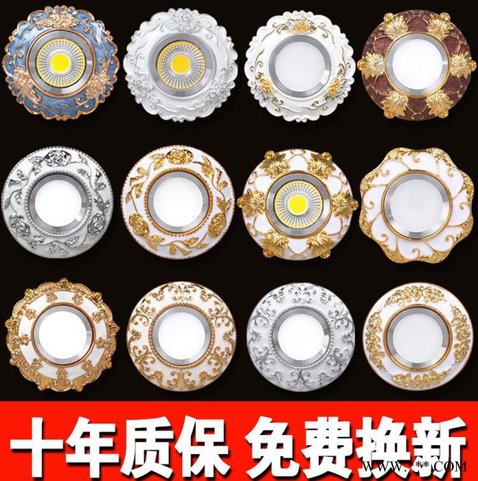 供应灯饰天花灯射灯筒灯吸顶灯1W3W5W7W10w12w筒灯 树脂刻画天花灯 LED射灯图2