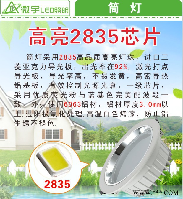 供应微宇12W 圆形面板型 Led筒灯