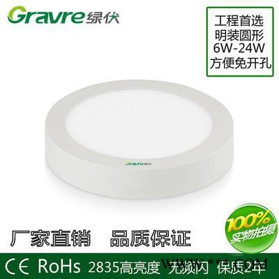 绿伏光电 明装面板灯LED面板灯 明装筒灯圆形平板灯6W12W18W24W过道灯吸顶灯**图5