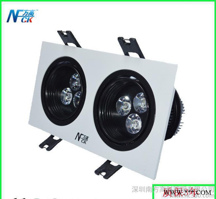 方高LED防眩光双头天花灯3W 6W 9W 射灯 筒灯 面板