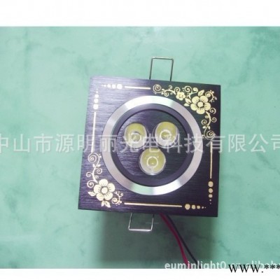 ** 质美价廉方形黑色大功率3WLED天花灯 LED筒灯