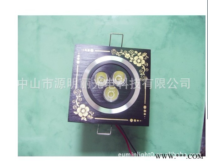 ** 方形黑拉丝花边 大功率3WLED天花灯 LED筒灯 LED射灯
