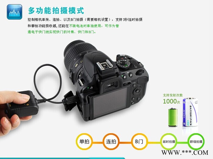 供应斯丹德WX-2006快门线尼康单反相机B门连拍无线快门线图2