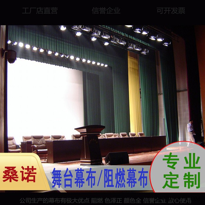 桑诺 定制大会堂 阻燃舞台幕布 电动会议幕布 二道幕 背景幕图3