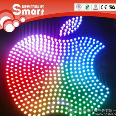 不锈钢黑色烤漆冲孔LED招牌 外露穿孔装LED灯串外露发光字