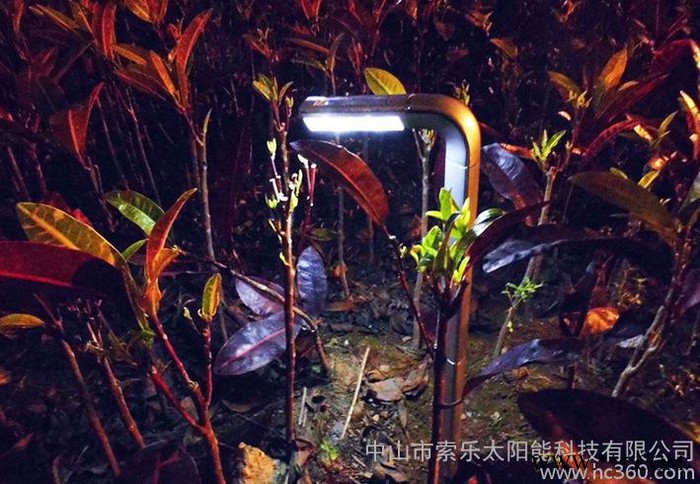 出口太阳能新款七字型插地灯草坪灯塑料灯喷银色漆4LED花园灯