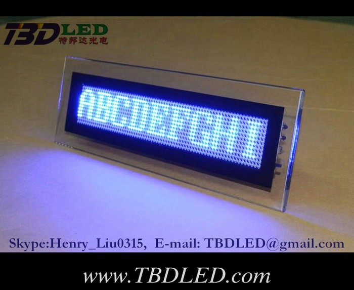 ：亚克力压制LED桌面显示屏 贴片型LED滚动走字屏  电子发光牌八字蓝色图2
