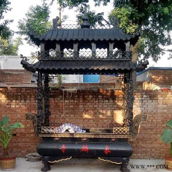 唐县香炉厂家妙缘铜雕定制公墓铁香炉 墓园铜香炉寺庙佛钟六字真言图8