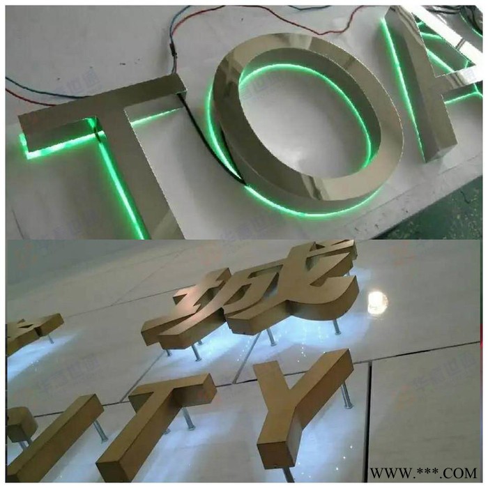 定做亚克力发光字,侧发光字,背光字LED发光字镜面拉丝不锈钢字标图2