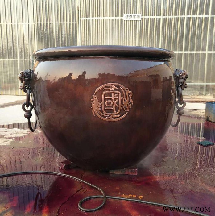 昌盛铜雕各种 大型铸铜缸厂家纯铜故宫铜缸风水摆件定做大缸器皿狮子头寿字铸铁风水缸厂家摆件制作图3