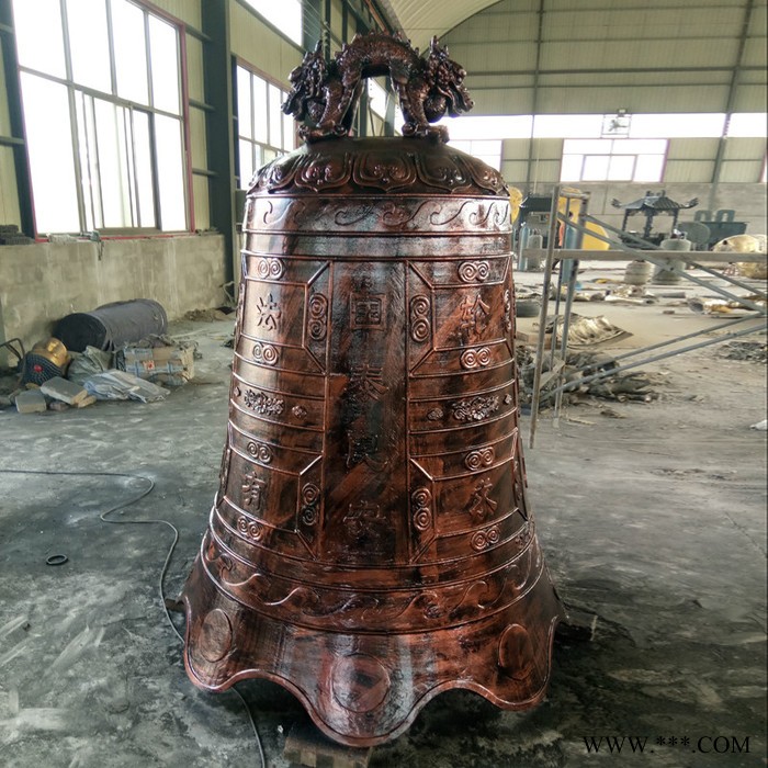 寺庙摆放黄铜钟景区悬挂祈福钟铜雕佛钟加工六字真言大铁钟学校可摆放镇压警钟图2