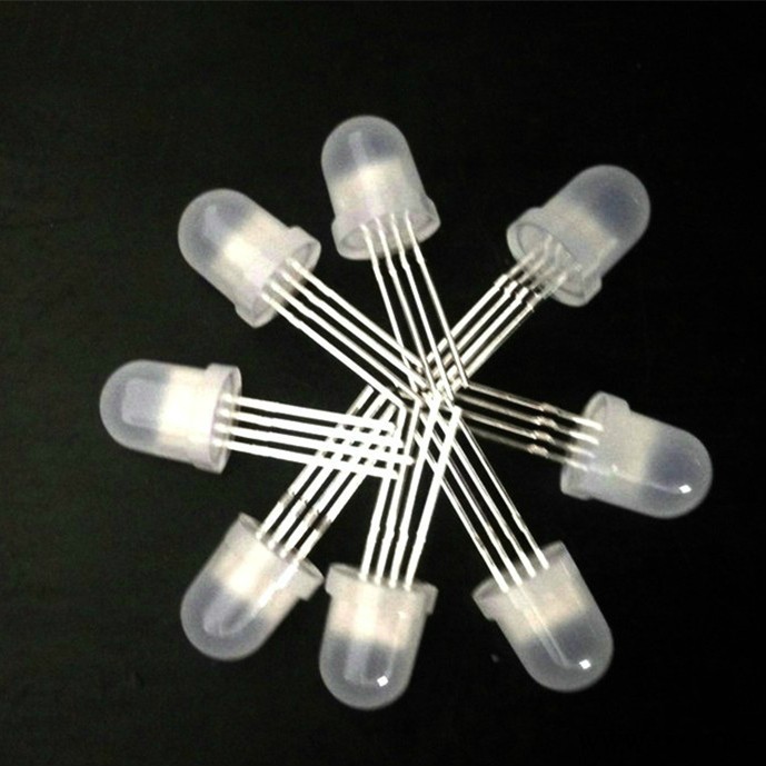 批发定制 f8/8mm圆头全彩雾状共阳RGB 四脚全彩led灯珠 广告屏发光字专用led发光二极管图3