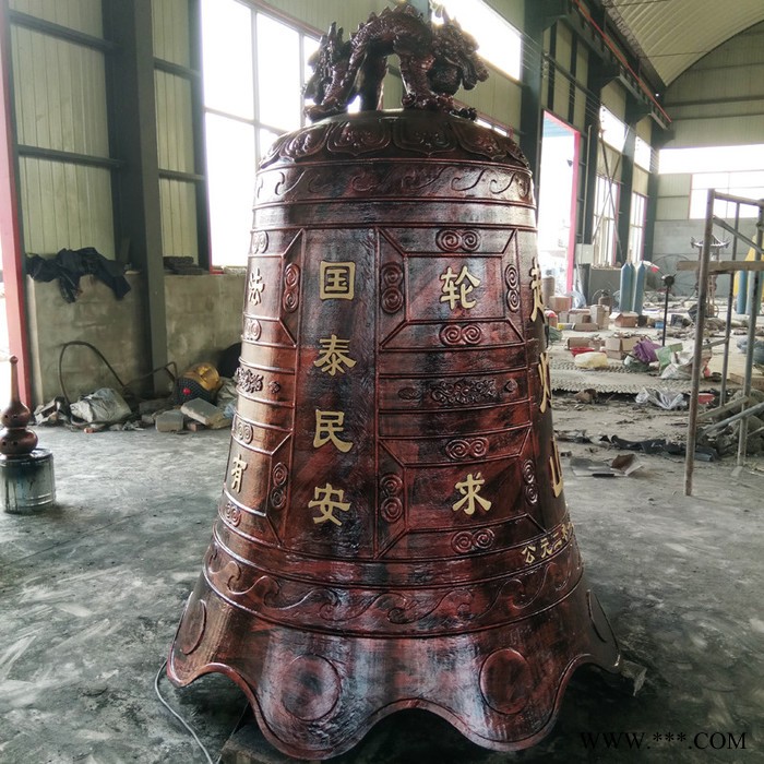 妙缘铜雕警示钟 铜钟工艺品 特制六字真言钟 唐县大型铜钟铁钟铸造公司图3
