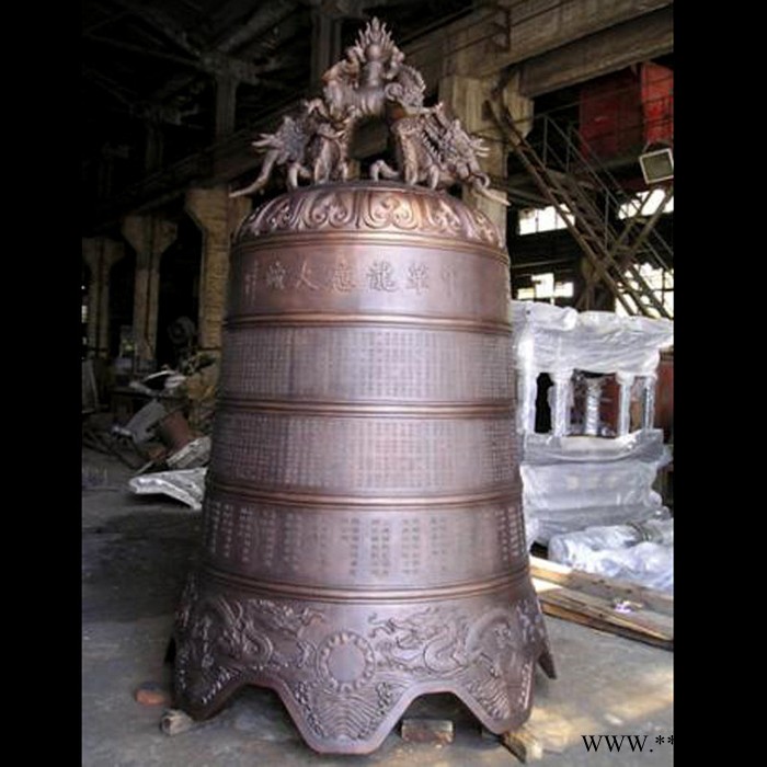 妙缘铜雕警示钟 铜钟工艺品 特制六字真言钟 唐县大型铜钟铁钟铸造公司图2