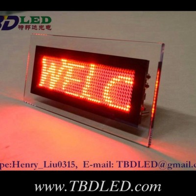 LED水晶台式屏LED桌面屏 贴片屏 LED前台屏 绚烂红色四字  滚动显示 充电型LED