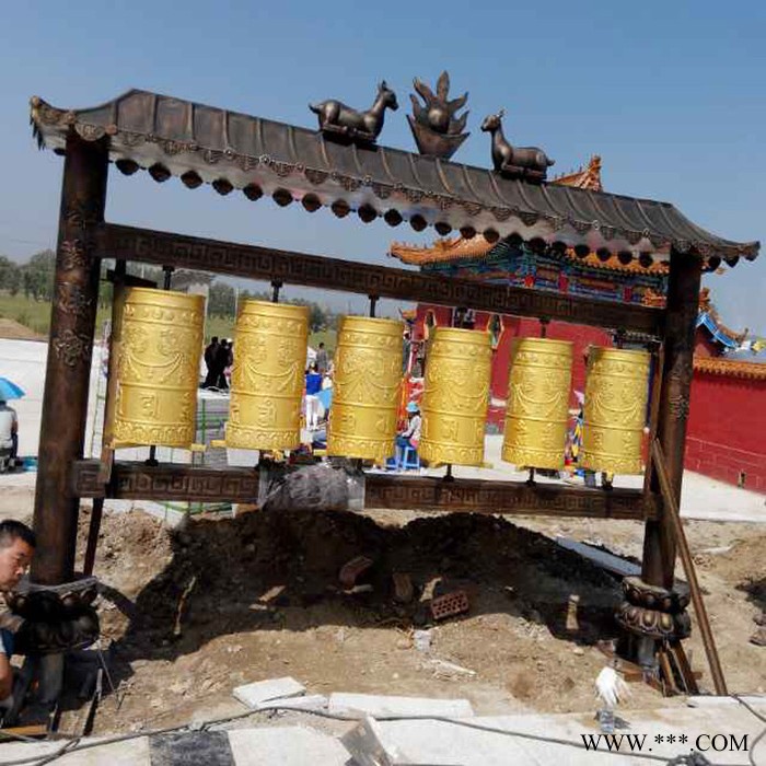 纯铜雕转经筒图片 妙缘铜雕定制铜掐丝六字真言转经筒工艺品  西藏转经轮图5