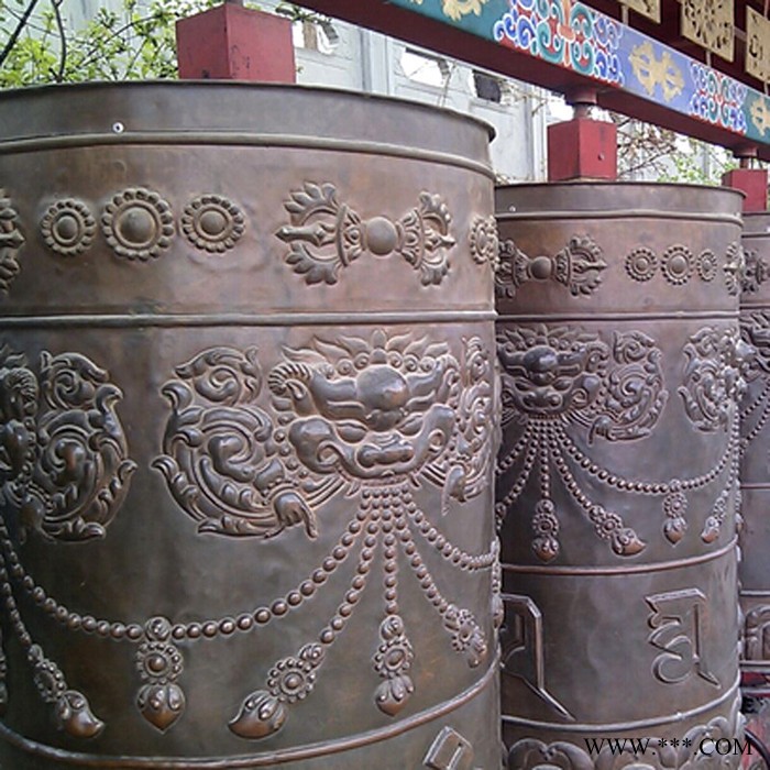 纯铜雕转经筒图片 妙缘铜雕定制铜掐丝六字真言转经筒工艺品  西藏转经轮图2