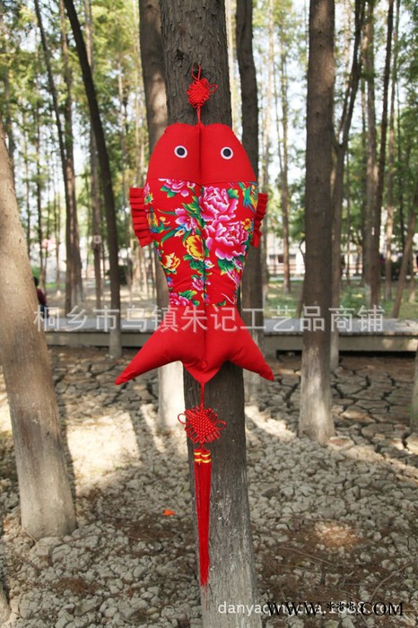 传统工艺复古挂件中国风挂鱼 布艺福字大鱼 结婚礼品工艺品图3